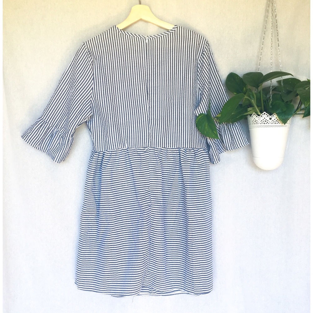 Vintage Babydoll Seersucker Dress blue white XL - Picture 5 of 5